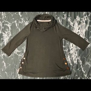 Cupio Black Half Sleeve Button Up Tunic